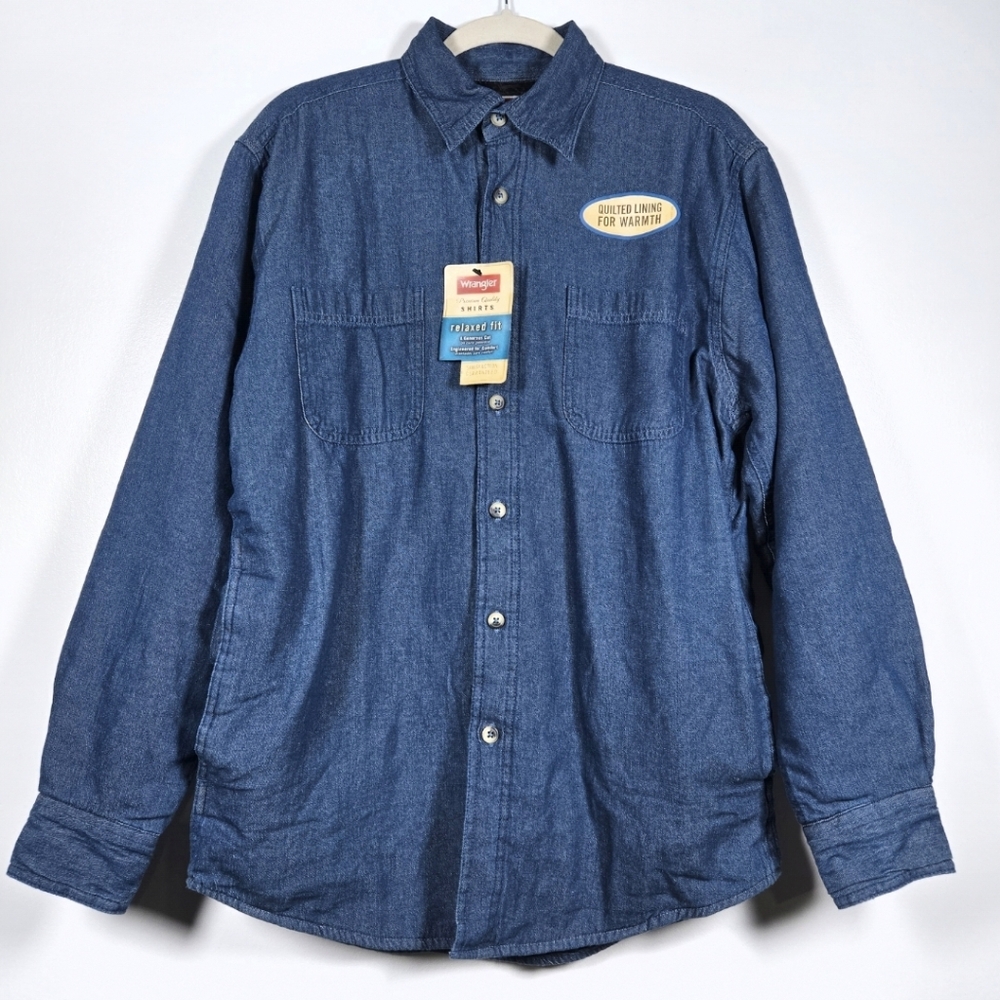 NEW Wrangler Premium Relaxed Fit Quilted Button Down Shirt Jacket Shacket Small